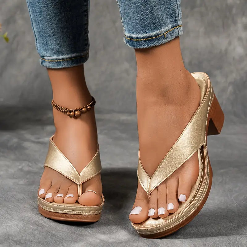 Bethany — Block-Heel Thong Sandals