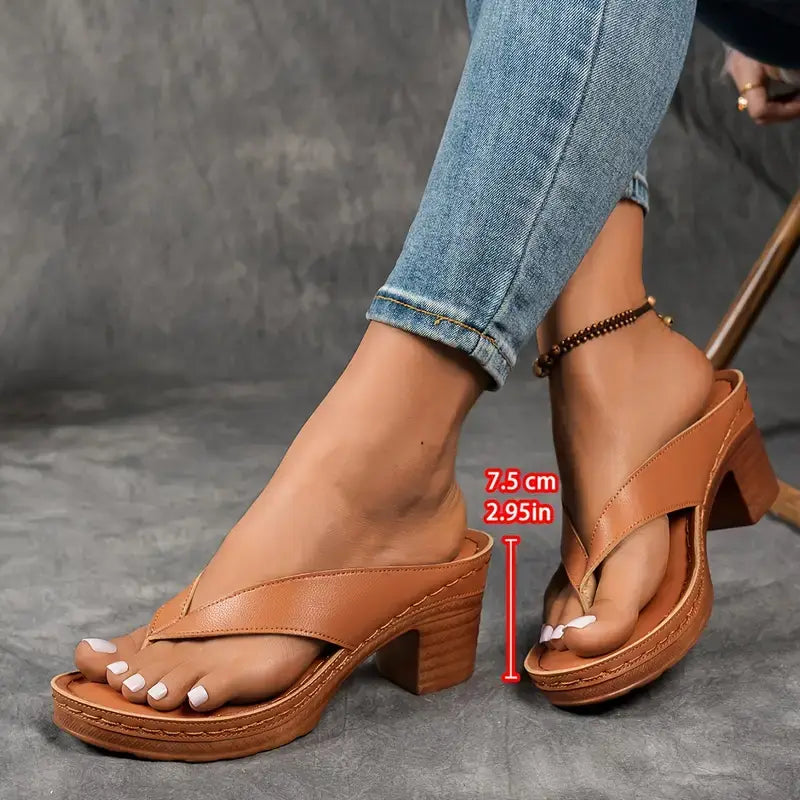Bethany — Block-Heel Thong Sandals