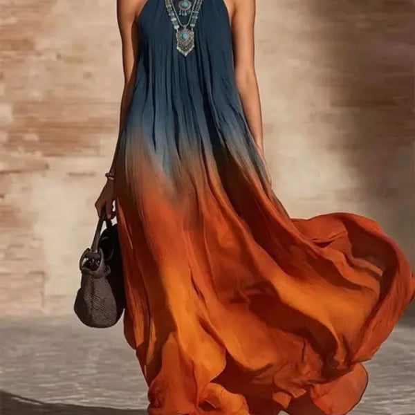 Auberta — Ombre Halter-Neck Maxi Dress with Flowing Silhouette