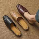 Xanthia — Woven-Toe Flat Mules