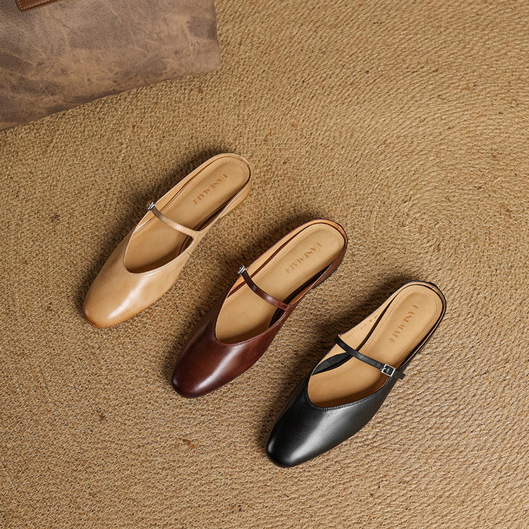 Zuzana — Rounded Mary Jane Flat Mules