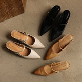 Inara — Pointed Strap Wedge Mules