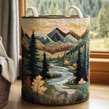 Beryl — Mountain River Landscape Quilted Laundry Basket