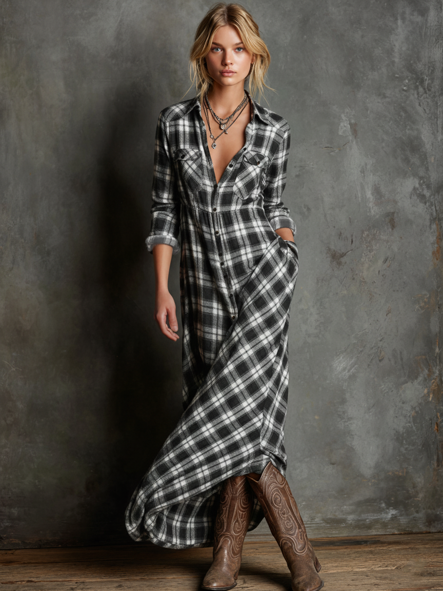 Ailene — Black & White Plaid