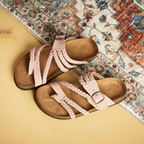 Alodie — Braided Buckle Cork-Footbed Slides