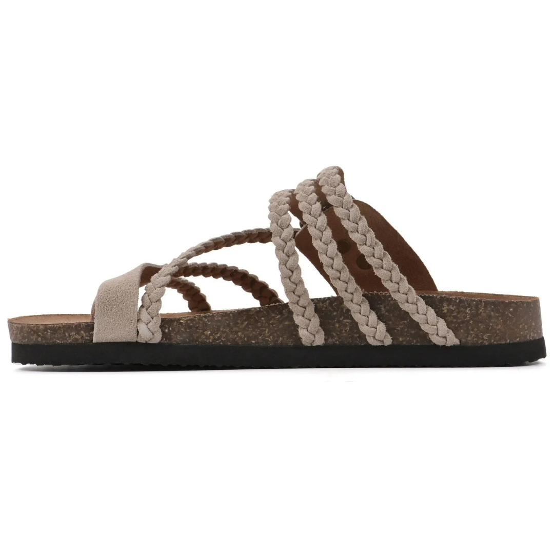 Alodie — Braided Buckle Cork-Footbed Slides