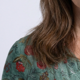 Antoinette — Floral V-Neck Maxi Dress with Three-Quarter Sleeves