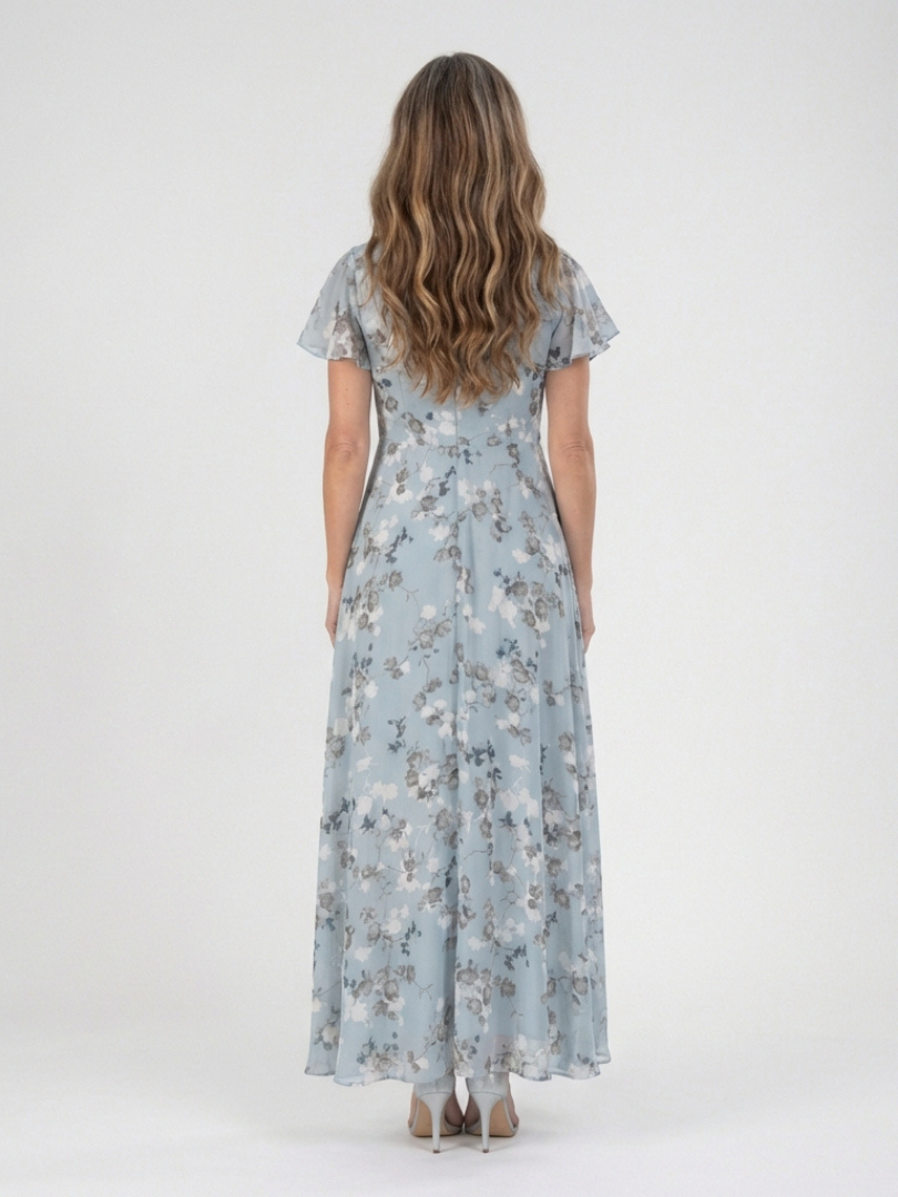 Cassandra — Floral Maxi Dress with Flutter Sleeves