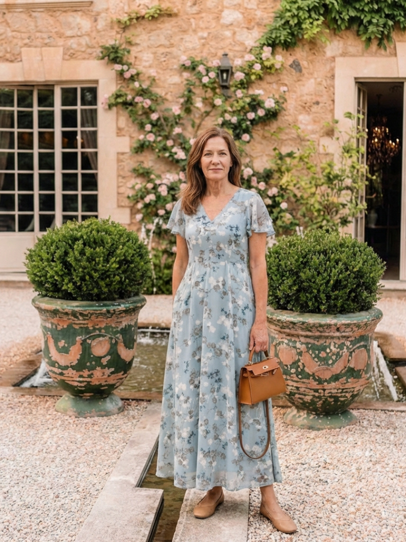Cassandra — Floral Maxi Dress with Flutter Sleeves