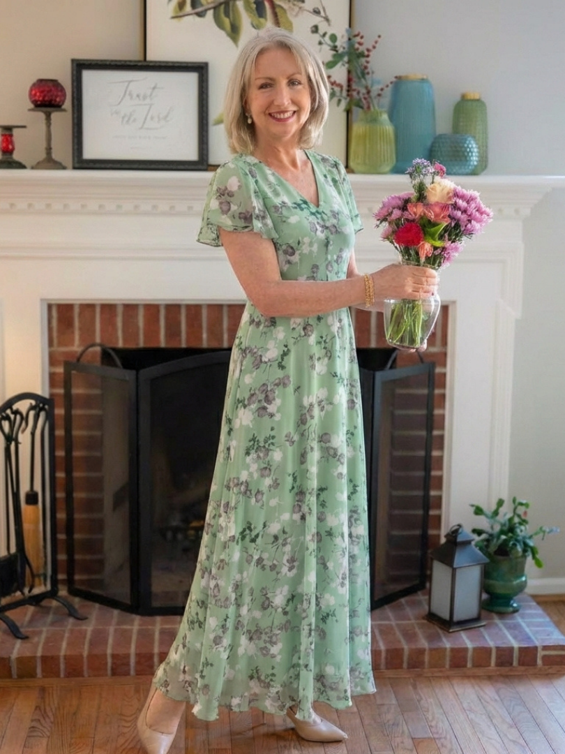 Cassandra — Floral Maxi Dress with Flutter Sleeves