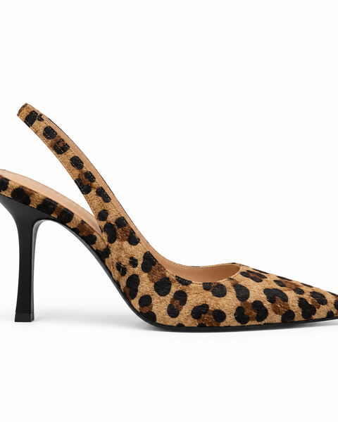 Roxana — Leopard-Print Pointed Slingback Stiletto Heels
