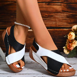 Aviva — Cross-Strap Cork-Wedge Sandals