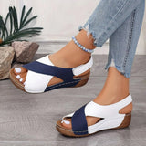 Aviva — Cross-Strap Cork-Wedge Sandals