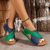 Aviva — Cross-Strap Cork-Wedge Sandals