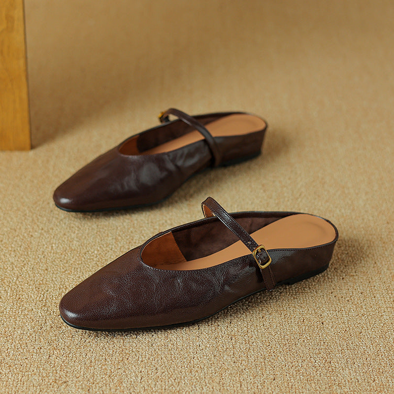 Selina — Mary Jane Strap Flat Mules