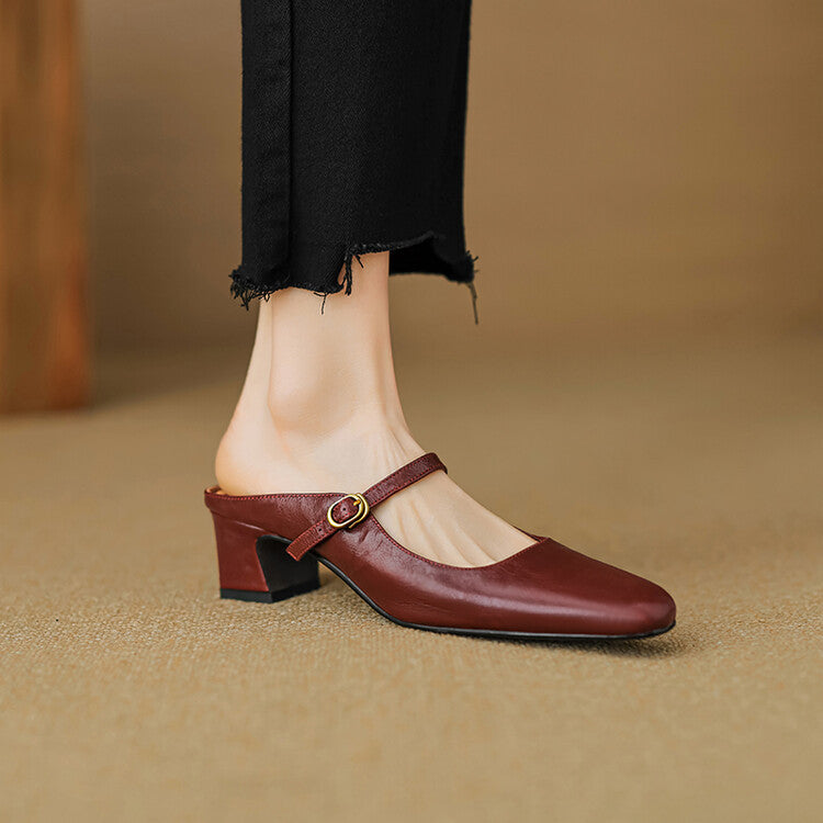 Orsina — Strap Block-Heel Mules