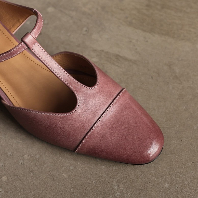Zaria — T-Bar Block-Heel Mules