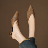 Marta — Woven Kitten-Heel Mules