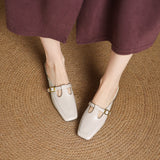 Zaira — Square-Toe T-Strap Mules