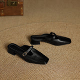 Zaira — Square-Toe T-Strap Mules