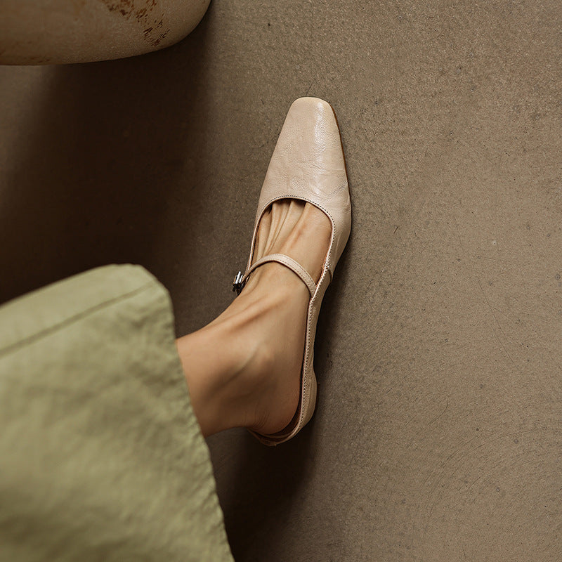 Lilla — Buckle-Strap Block-Heel Mules