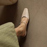Lilla — Buckle-Strap Block-Heel Mules