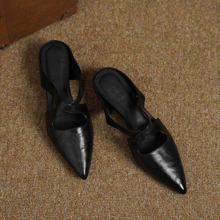 Natalia — Cross-Strap Flat Mules