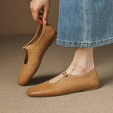 Elspeth — High-Vamp Mary Jane Flat - Apricot