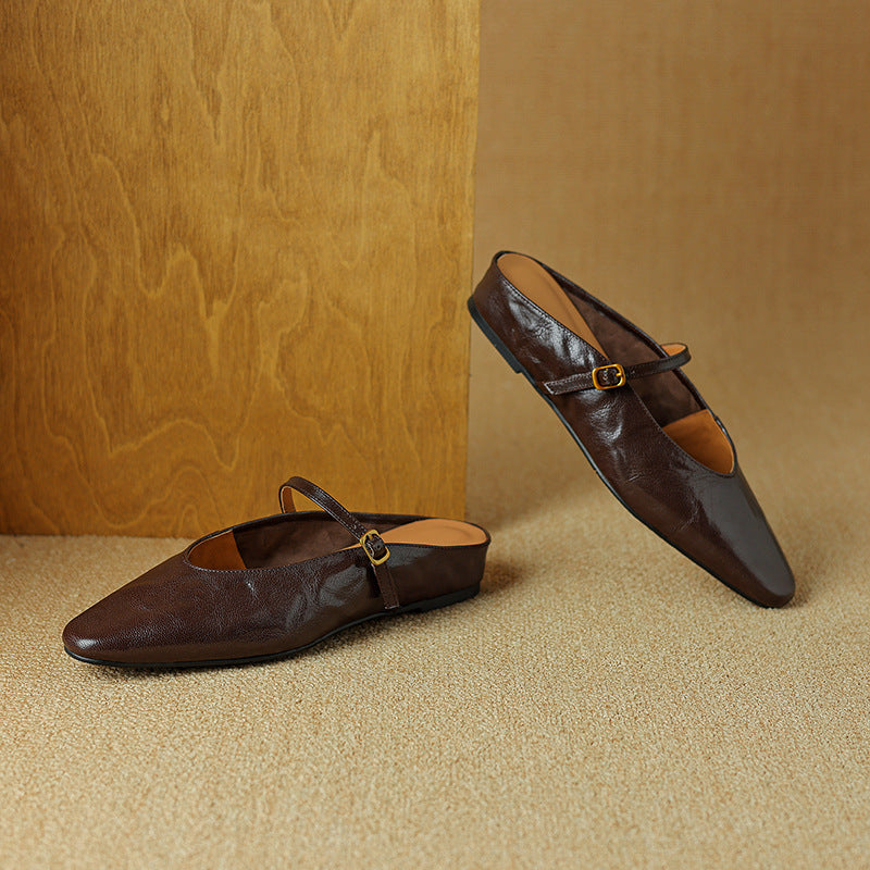 Selina — Mary Jane Strap Flat Mules