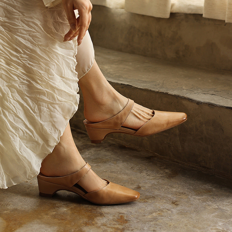 Oriana — Square-Toe Wedge Mules