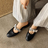 Tiziana — Ribbon-Bow Flat Mules