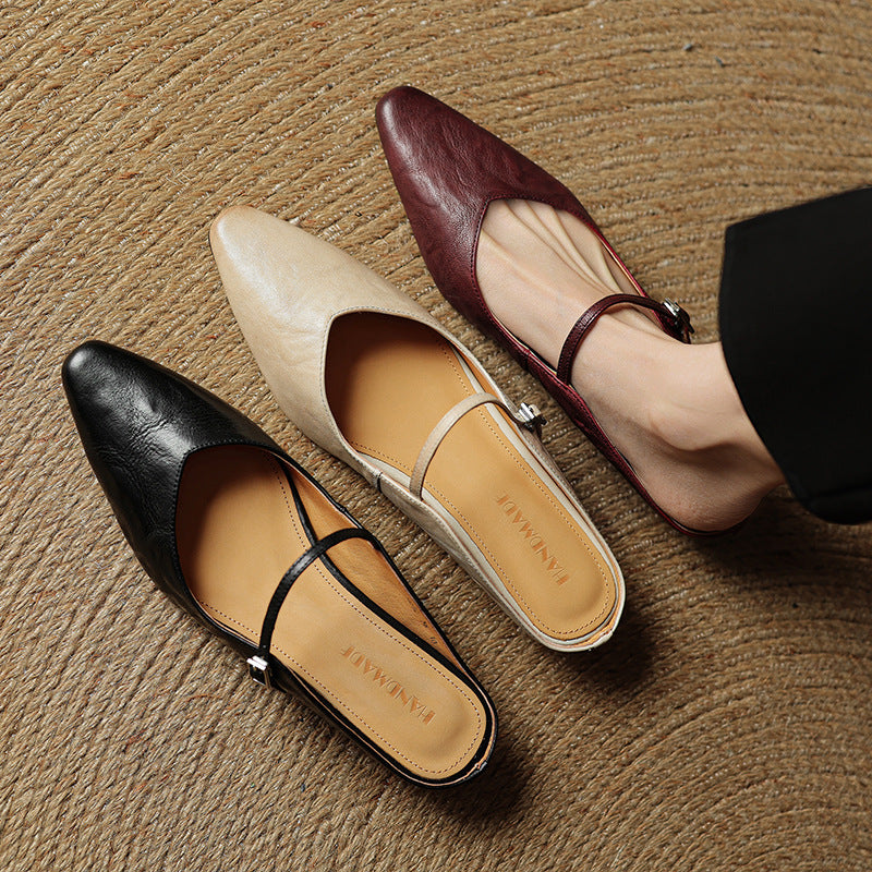 Zelie — Pointed Mary Jane Flat Mules