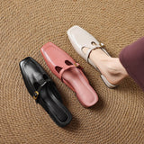 Zaira — Square-Toe T-Strap Mules