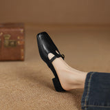 Zaira — Square-Toe T-Strap Mules