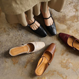 Lilla — Buckle-Strap Block-Heel Mules