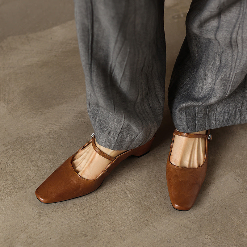 Lilla — Buckle-Strap Block-Heel Mules