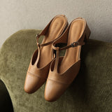 Zaria — T-Bar Block-Heel Mules