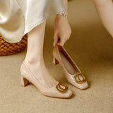 Tyra — Leather Heels in Nude