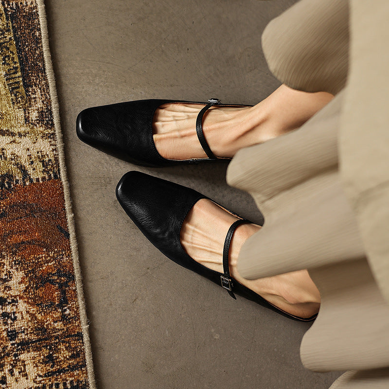 Lilla — Buckle-Strap Block-Heel Mules