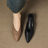Marta — Woven Kitten-Heel Mules