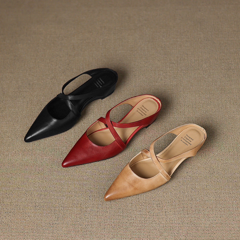 Palmira — Pointed Cross-Strap Flat Mules