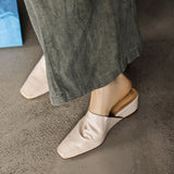 Fabienne — Smooth Square-Toe Wedge Mules