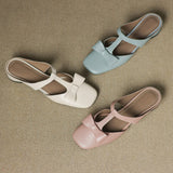 Ludovica — Bow T-Bar Low-Heel Mules