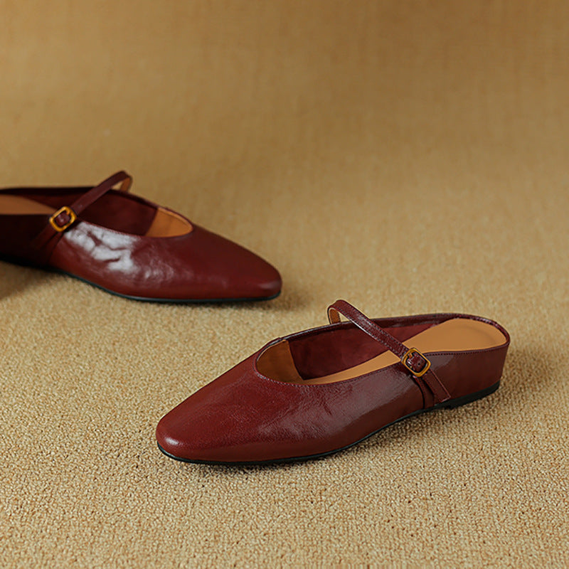 Selina — Mary Jane Strap Flat Mules