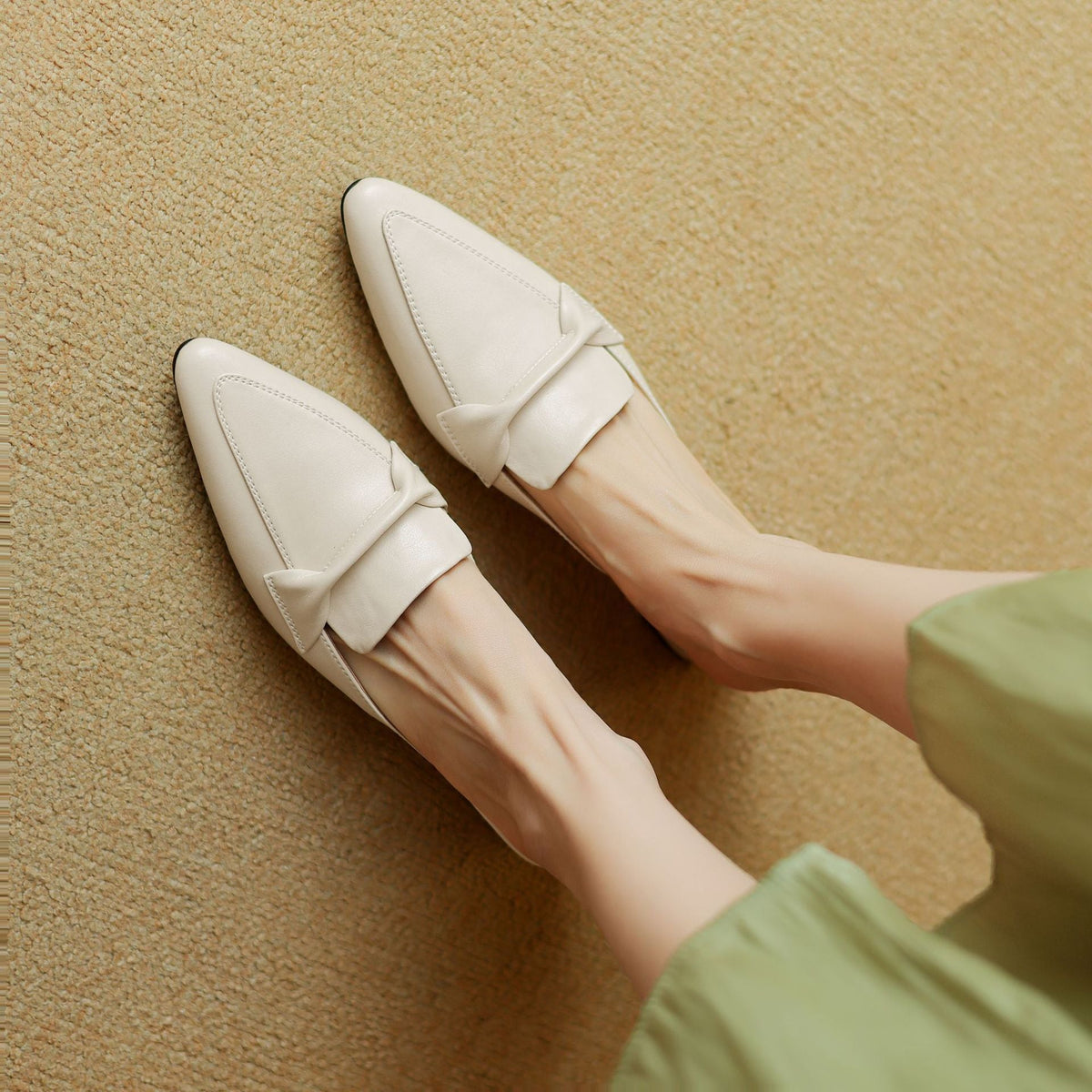 Zoya — Knot-Front Pointed Block-Heel Mules