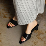 Hanako — Open-Toe Low-Heel Slides
