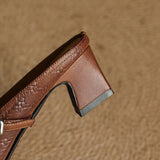 Mercedes — Embossed Mary Jane Block-Heel Mules