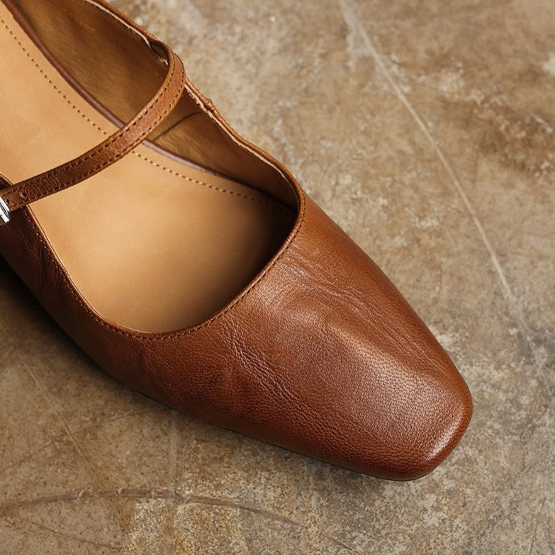 Lilla — Buckle-Strap Block-Heel Mules