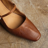 Lilla — Buckle-Strap Block-Heel Mules