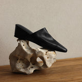Fabienne — Smooth Square-Toe Wedge Mules